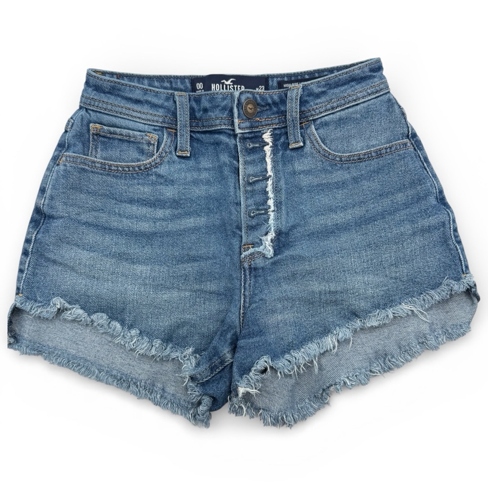 Hollister High Rise Mom Short 3" Vintage Stretch Blue Denim Womens Size 00